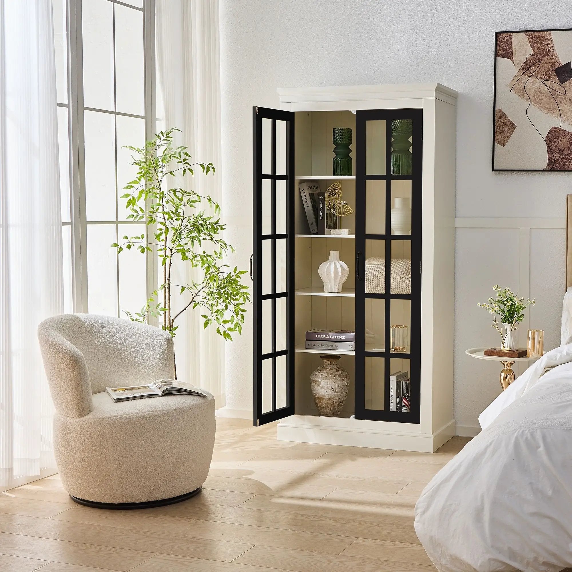 Rustic Style Display Cabinet With Glass Doors For Collectibles by Unique Piece Furniture