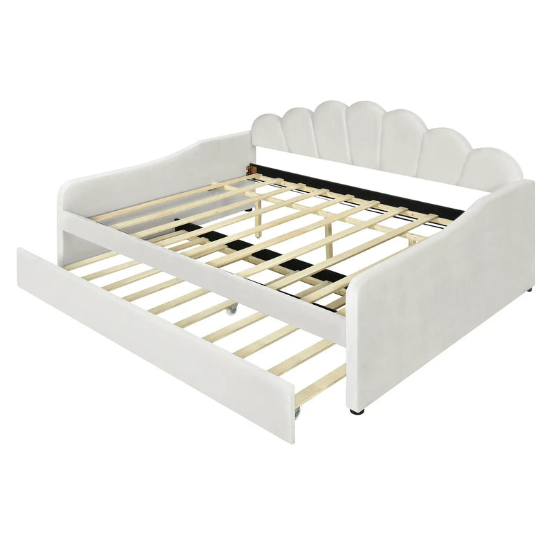 Upholstery Daybed Frame With Shell Shaped Backrest by HouseOfZazla