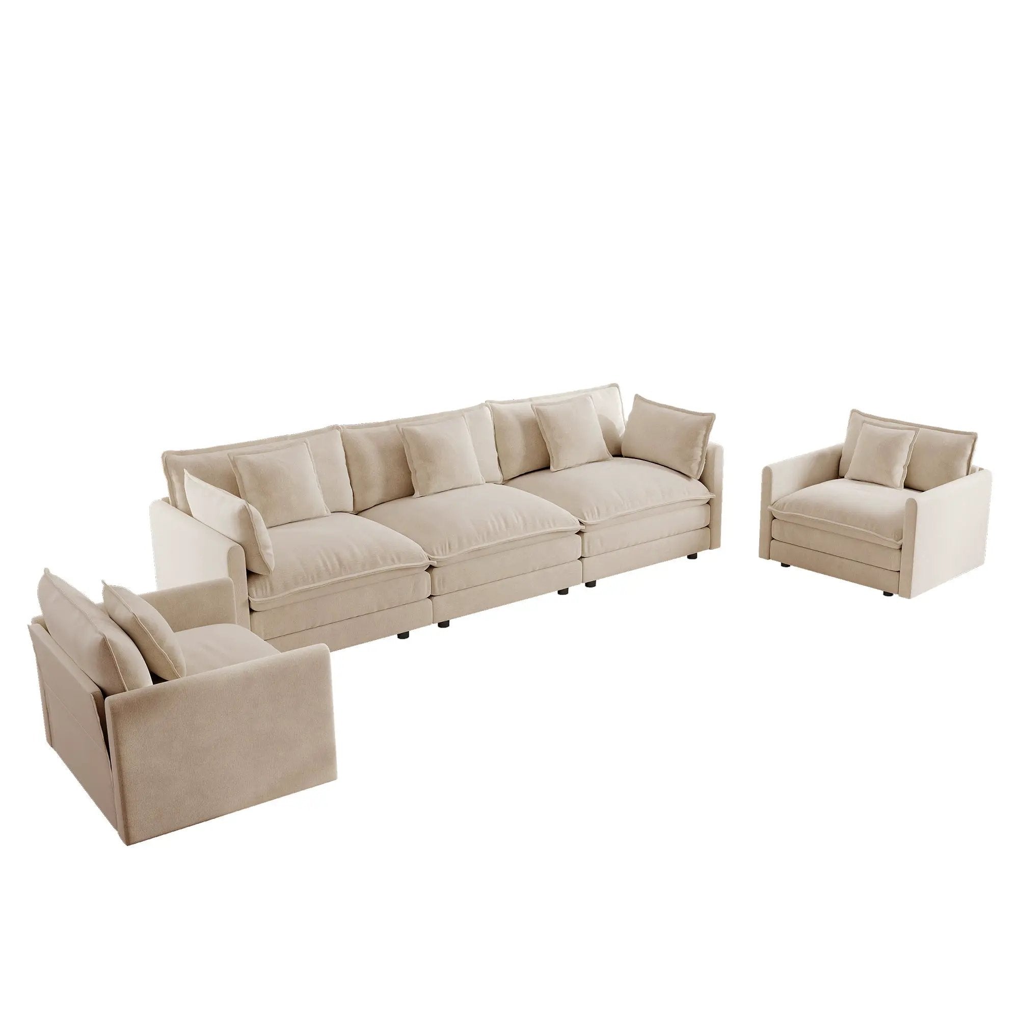 Sofa Set of 3: Living Room Sofa Set with Accent Chairs by HouseOfZazla