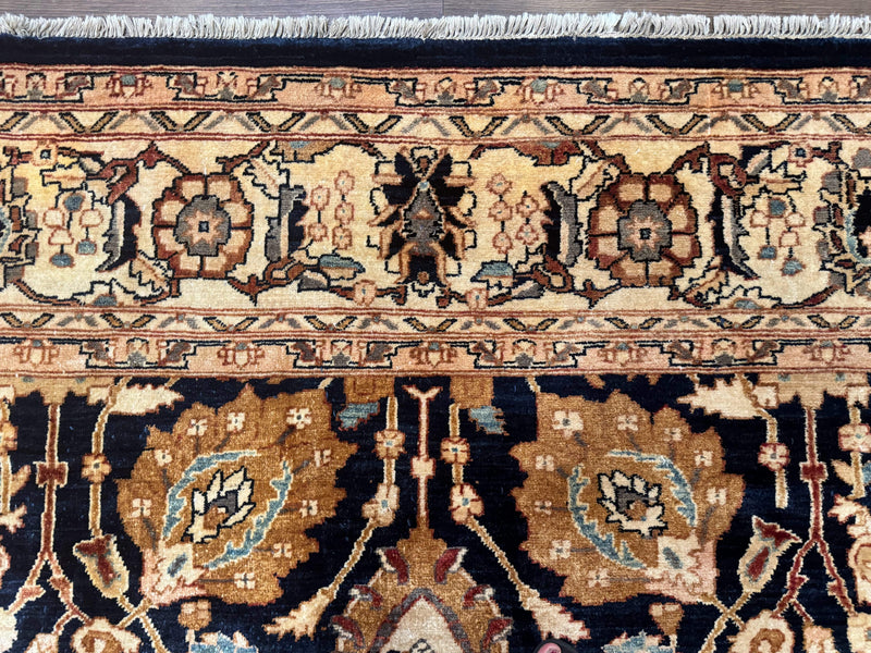 Pak Persian Bidjar Rug 10x13, Midnight Blue and Tan Pakistani Carpet by Jewel Rugs