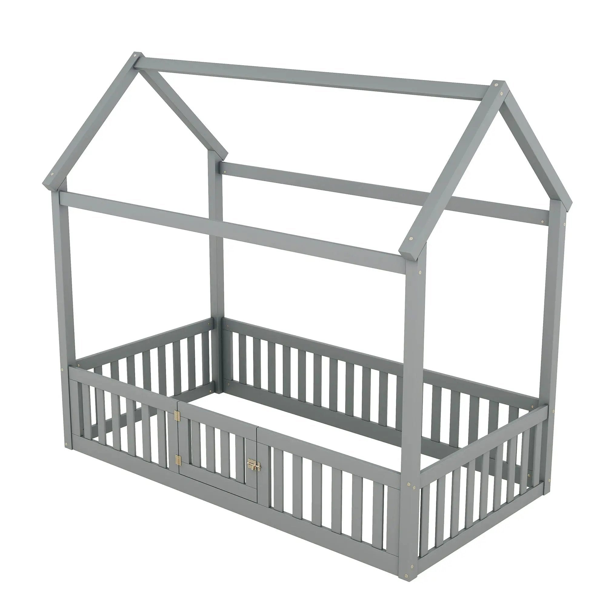 Wood House Bed With Fence And Door by Unique Piece Furniture