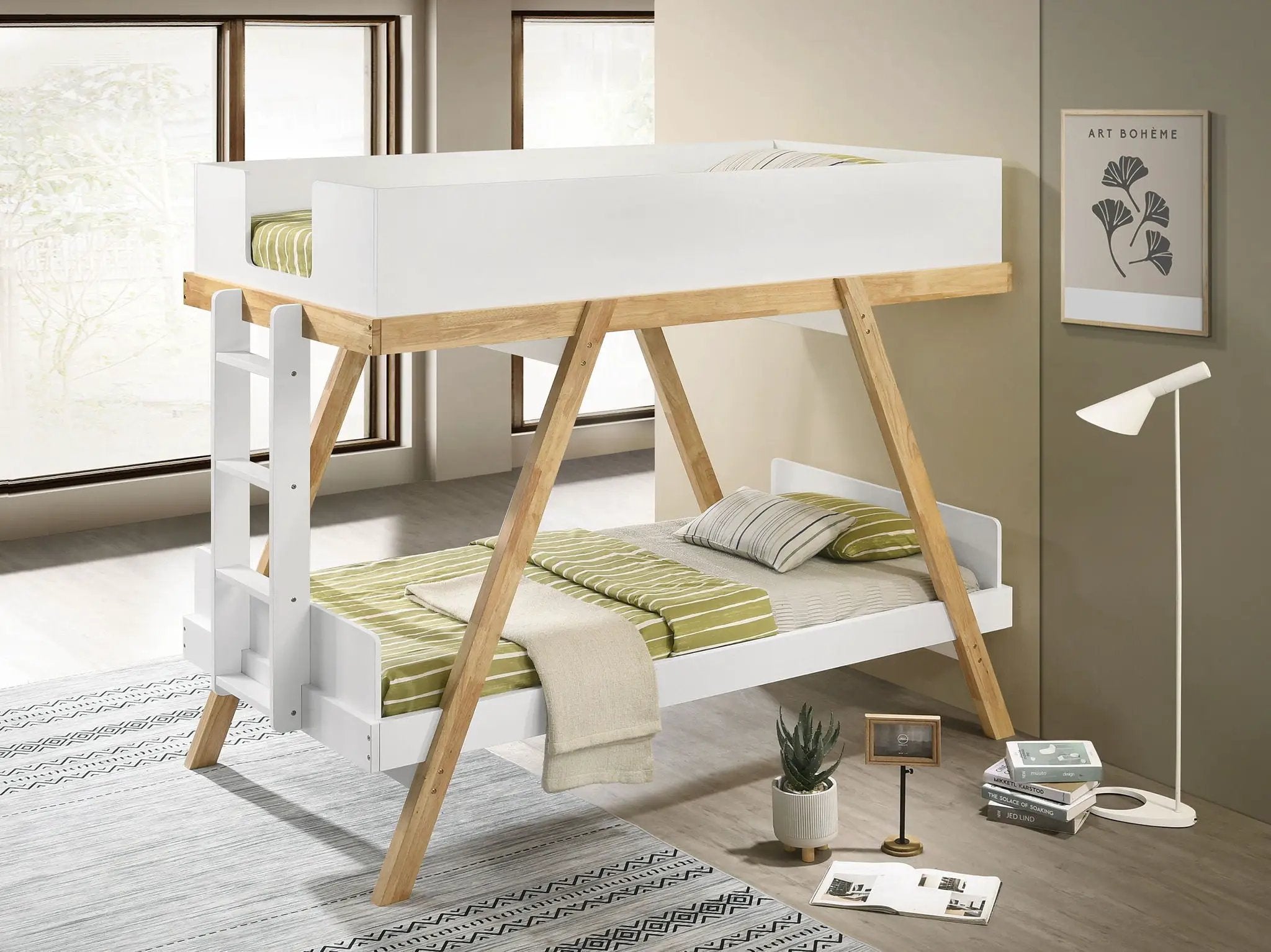 Frankie Twin Over Twin Bunk Bed with 7-inch Mattresses White by Unique Piece Furniture