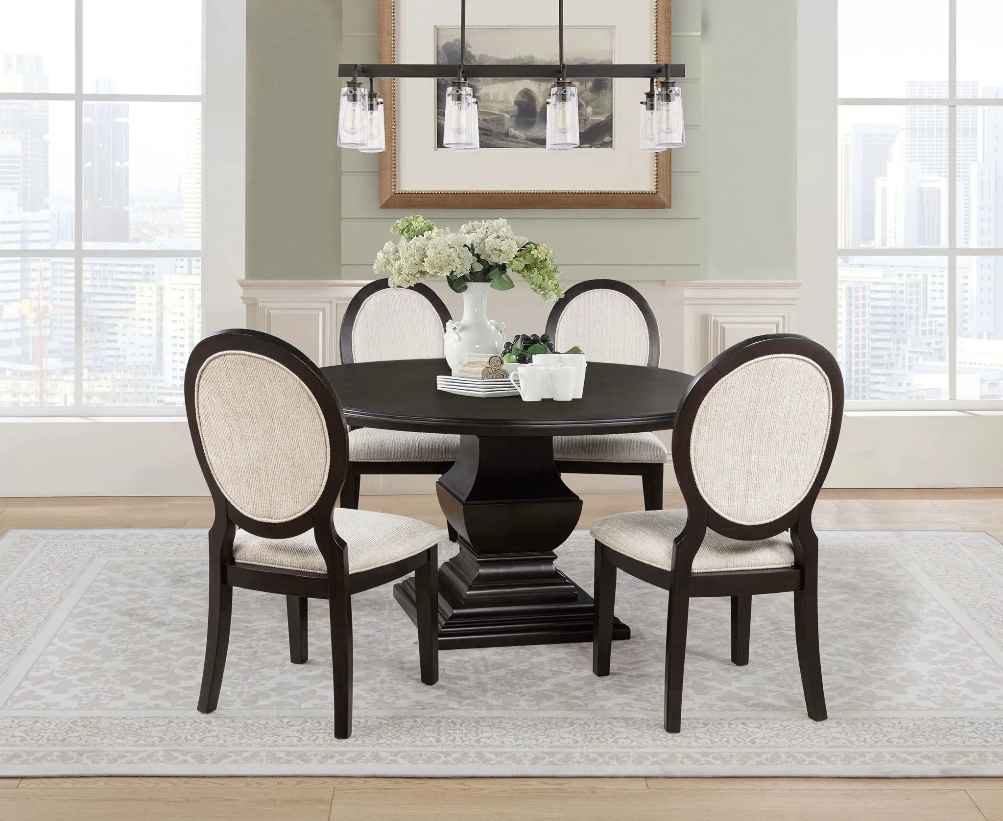 Twyla 5-piece Round Wood Dining Room Table Set Dark Cocoa by Unique Piece Furniture