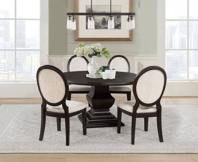 Twyla 5-piece Round Wood Dining Room Table Set Dark Cocoa by Unique Piece Furniture