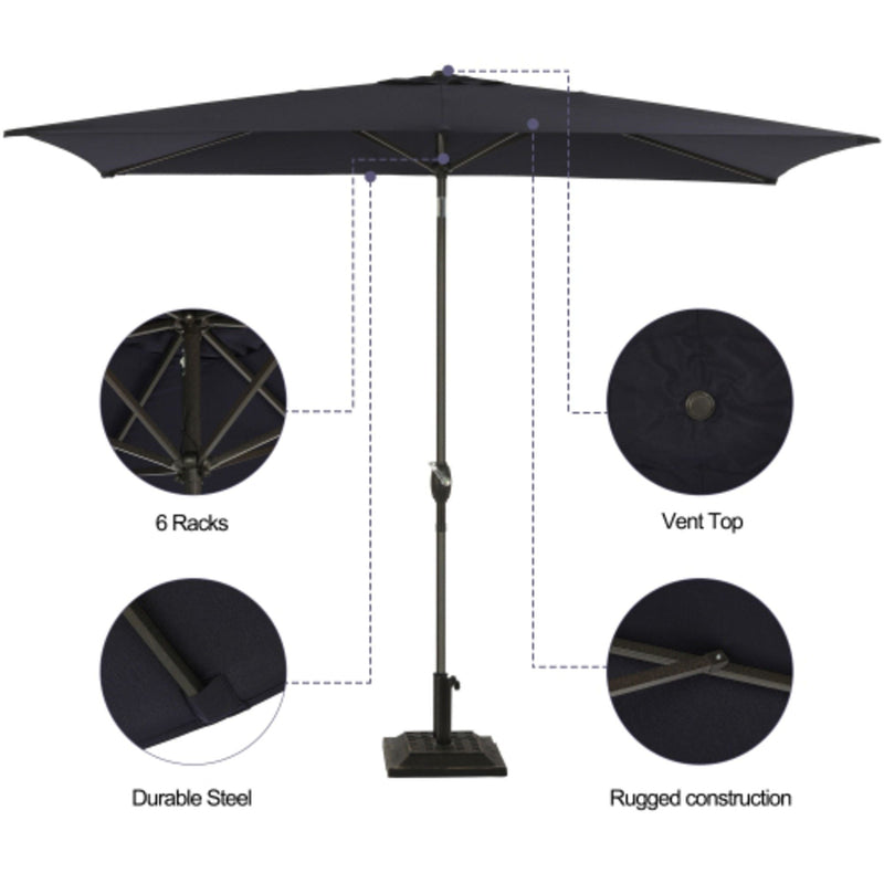Rectangular Patio Umbrella With Crank Tilt, Polyester UV-Resistant Canopy by HouseOfZazla