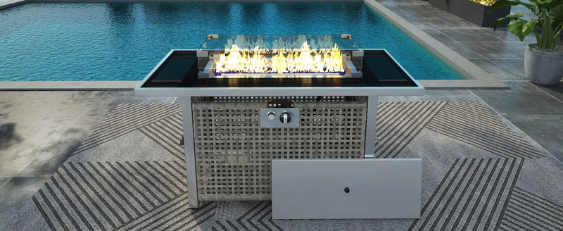 K&K 43' Propane Gas Fire Pit Table, Grey by HouseOfZazla