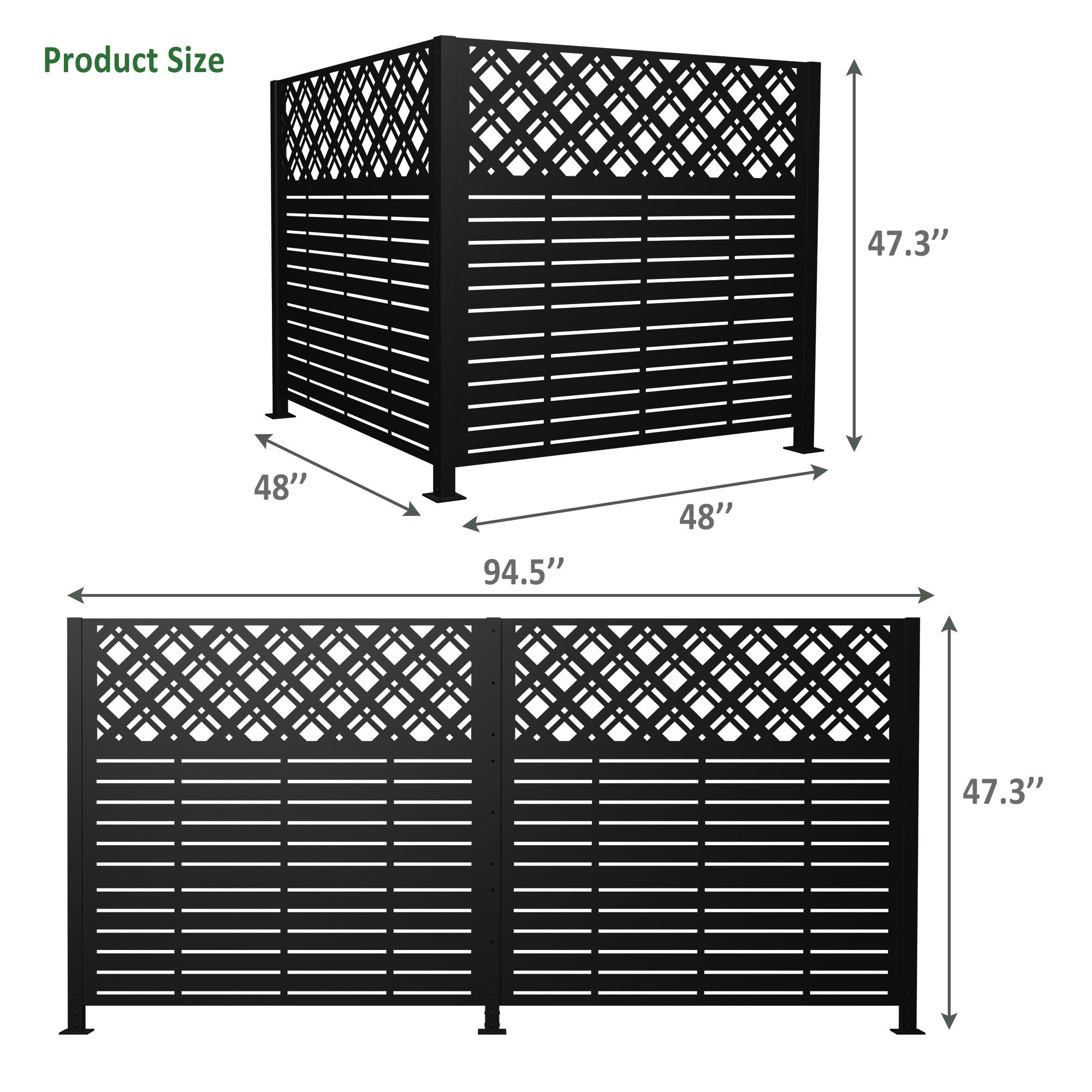 W48'' x H47.3'' x 2 Panels Metal Privacy Screen by HouseOfZazla