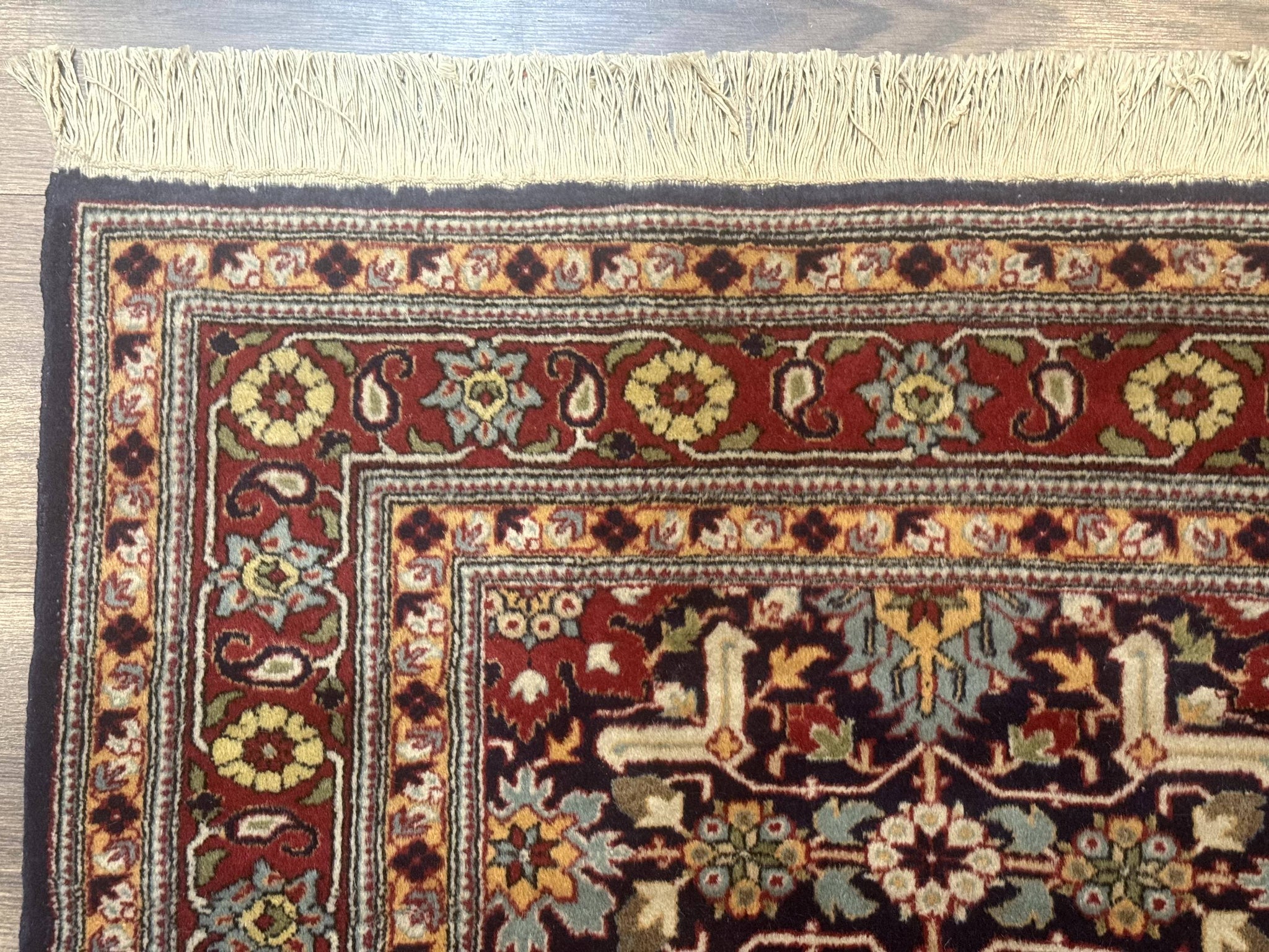 Turkish Hereke Rug 3x5, Navy Blue and Red, Fine 210 KPSI by Jewel Rugs