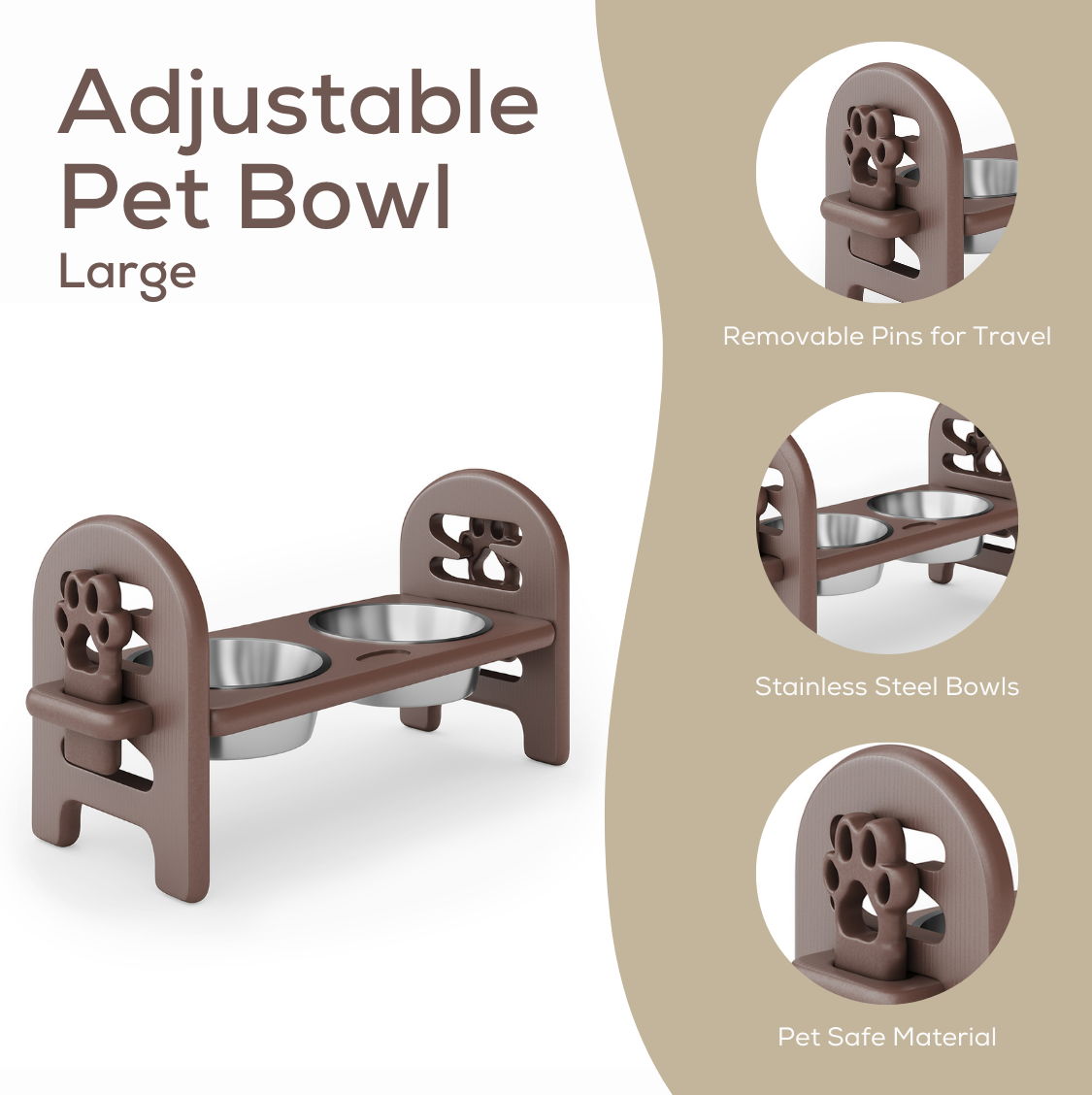 Adjustable Pet Bowl Travel Ready HDPE Durable Poly Lumber Recycled by HouseOfZazla