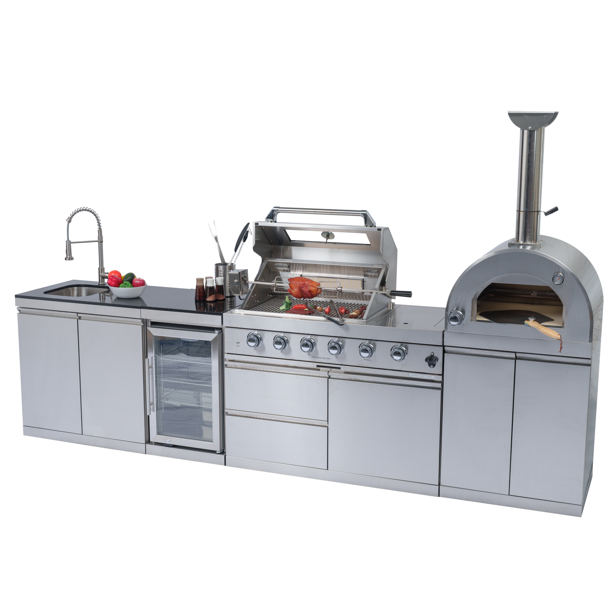 125" 10,8000 BTU 4-Burner Outdoor Kitchen Island Grill with Pizza Oven by Chery Industrial