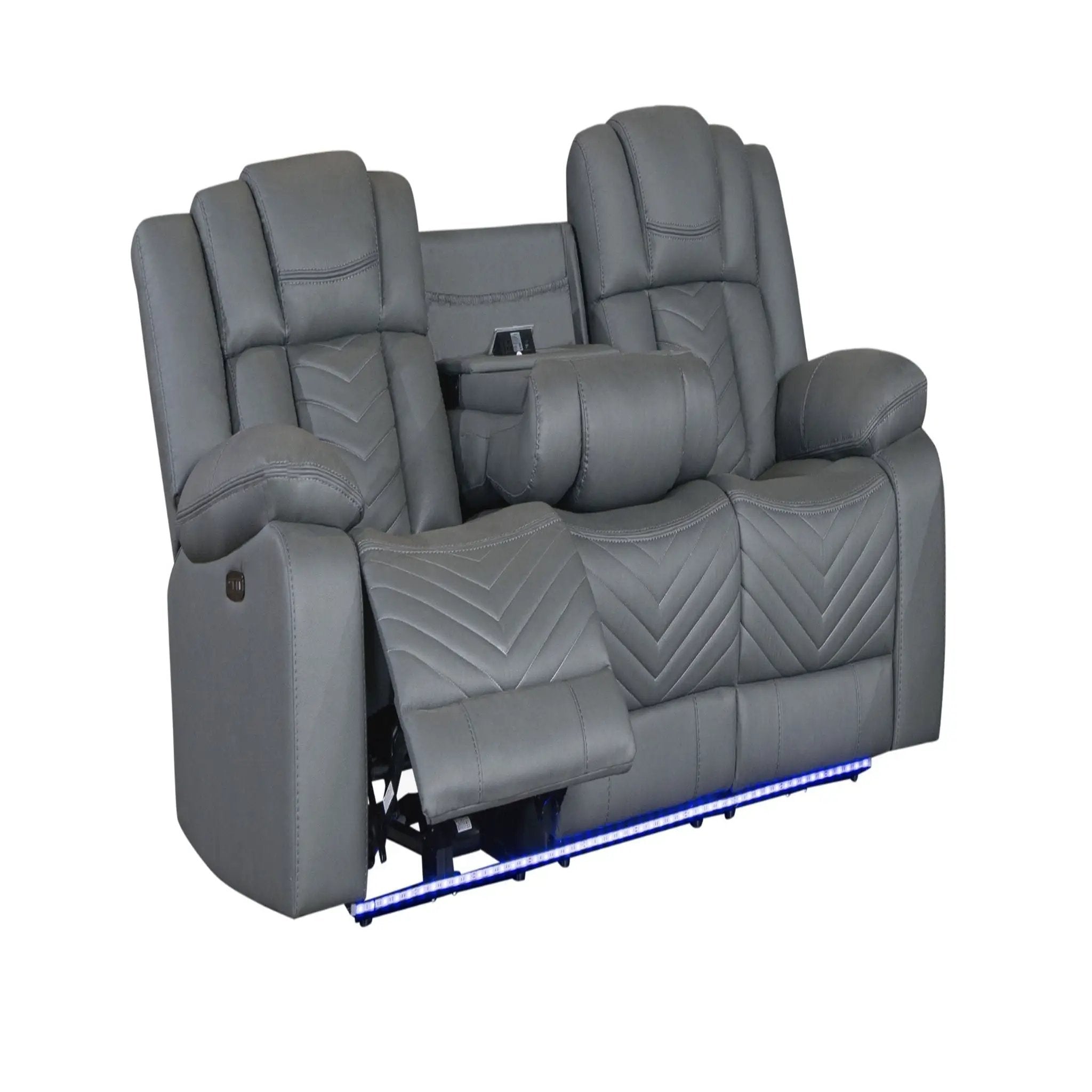 Raize - 10 Power Reclining Sofa With DDT, WC And LED - Gray by Unique Piece Furniture