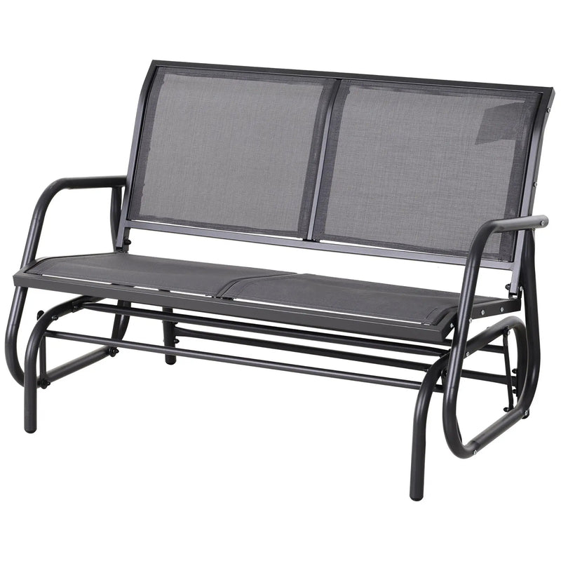 Outsunny - 2 Person Outdoor Glider Bench, Patio Double Swing Rocking Chair Loveseat With Powder Coated Steel Frame For Backyard Garden Porch - Gray by HouseOfZazla