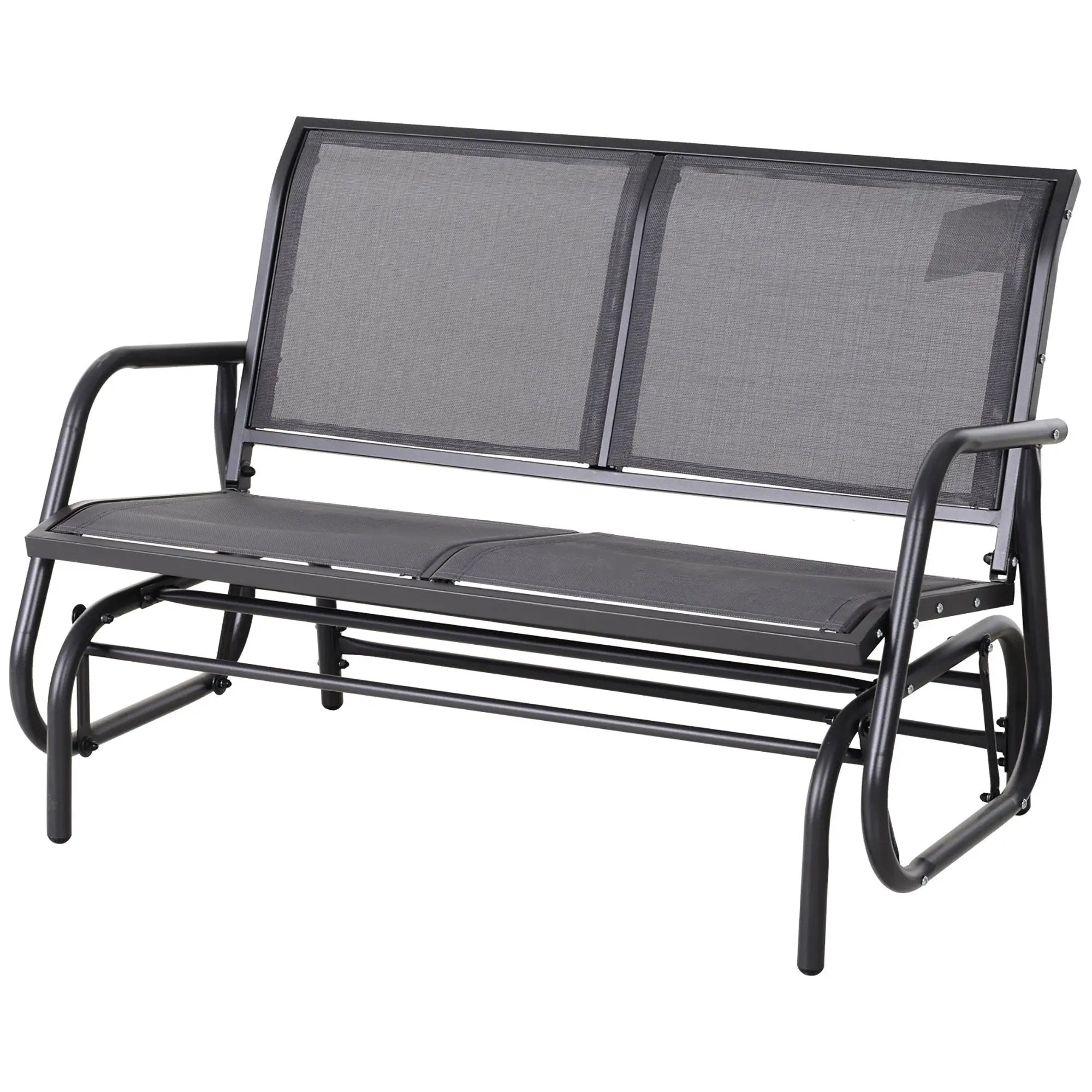 Outsunny - 2 Person Outdoor Glider Bench, Patio Double Swing Rocking Chair Loveseat With Powder Coated Steel Frame For Backyard Garden Porch - Gray by Unique Piece Furniture