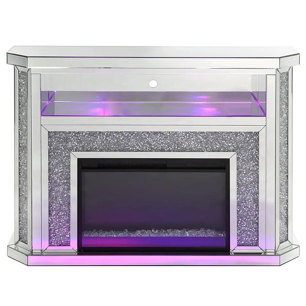 Noralie - 51" Fireplace With LED - Mirrored & Faux Diamonds by Unique Piece Furniture