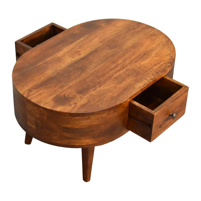 Mini Rounded Coffee Table - Chestnut by Unique Piece Furniture