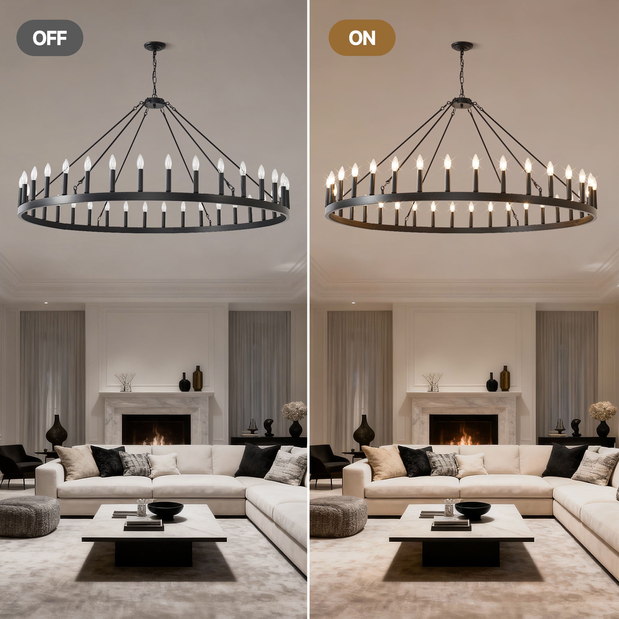 59.1 Inch 36-Light Wagon Wheel Chandelier by HouseOfZazla
