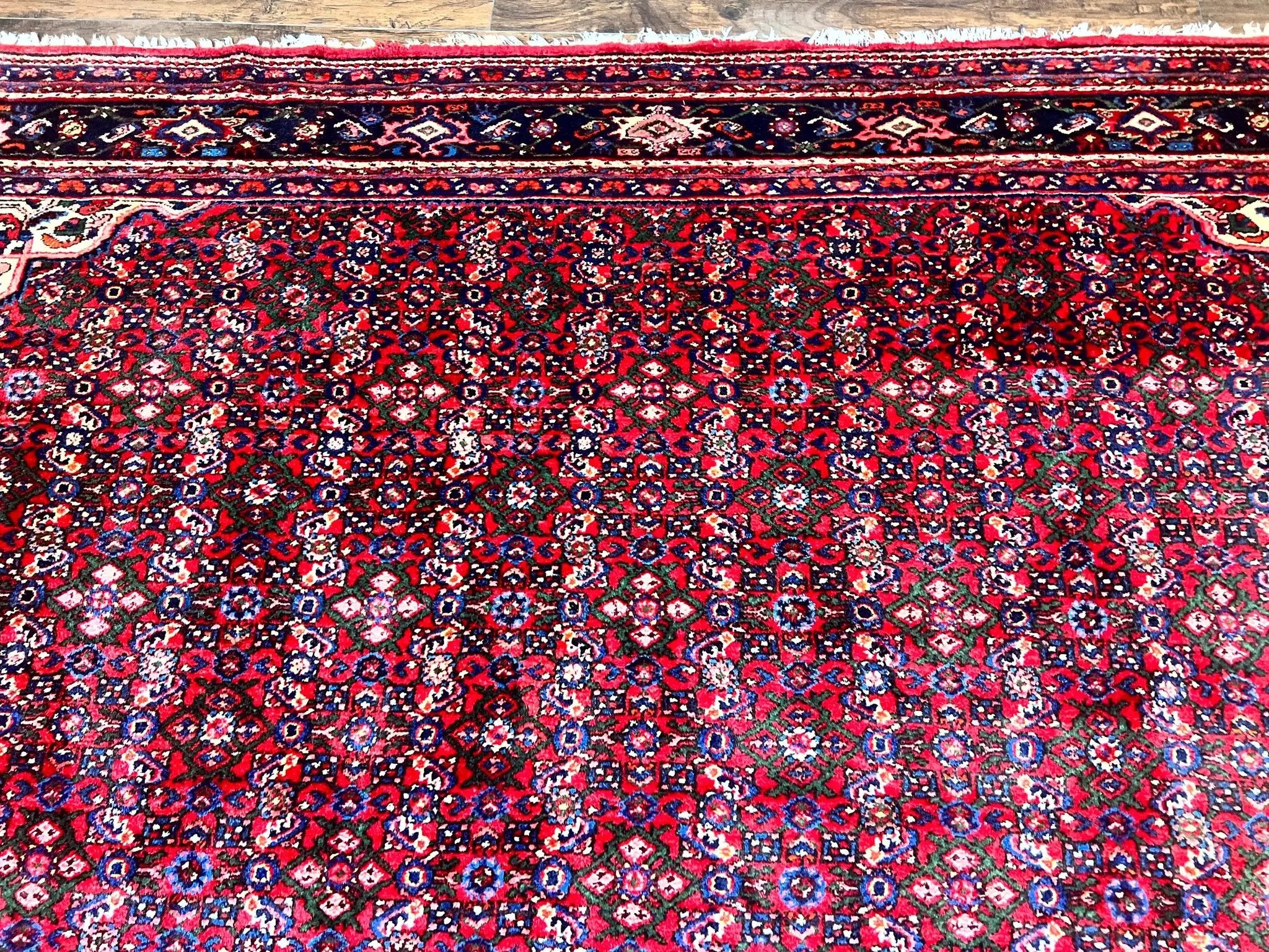 Large Persian Tribal Rug 11x17, Palace Sized Wool Handmade Vintage Carpet, Oversized Hand Knotted Rug, Red, Hamadan Dargazin Rug by Jewel Rugs