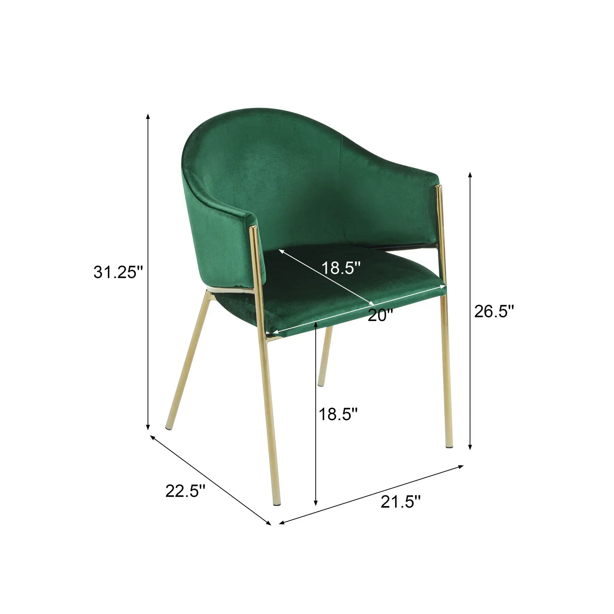 Modern Upholstered Dining Chair With Plush Velvet and Metal Frame by HouseOfZazla