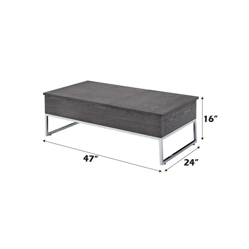 Iban - Coffee Table With Lift Top - Gray Oak & Chrome by Unique Piece Furniture