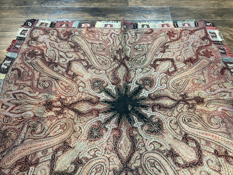 Antique Indian Kashmiri Shawl, Needlework, Signed By Masterweaver, Handmade, Rare by Jewel Rugs
