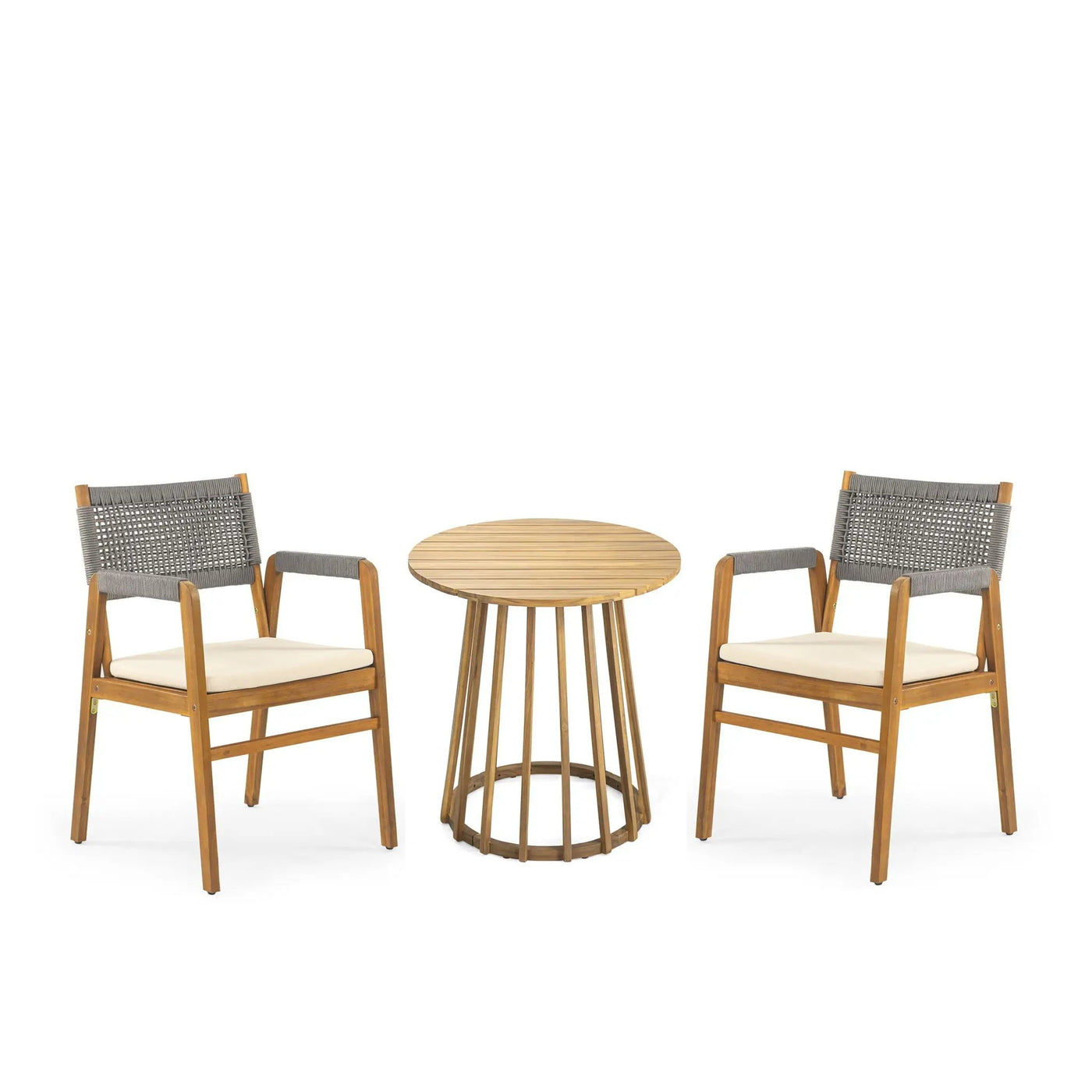 Outdoor 3 Pieces Acacia Wood Dining Set With Cushions by HouseOfZazla