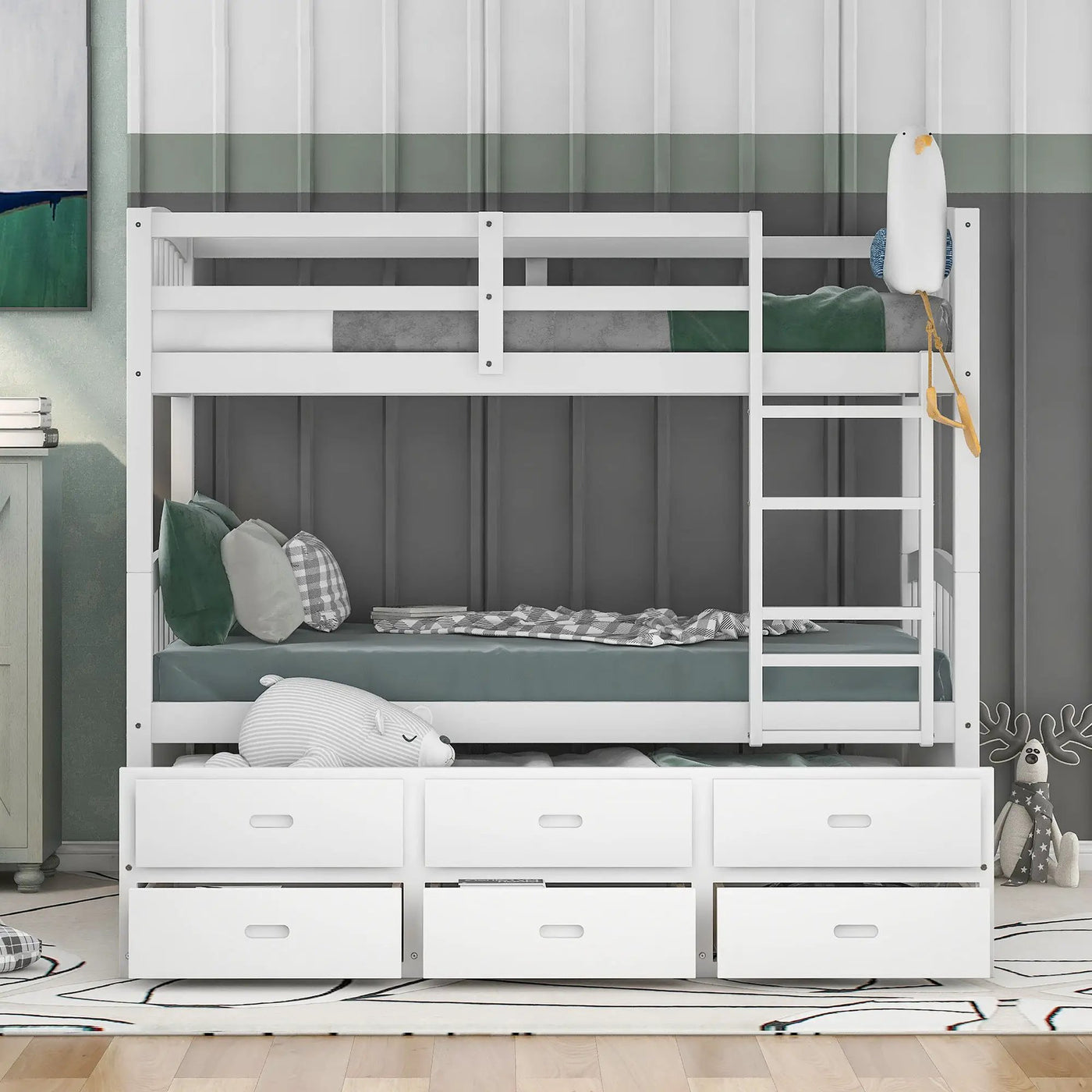 Bunk Bed With Trundle And Drawers, Arched Headboard And Footboard by Unique Piece Furniture