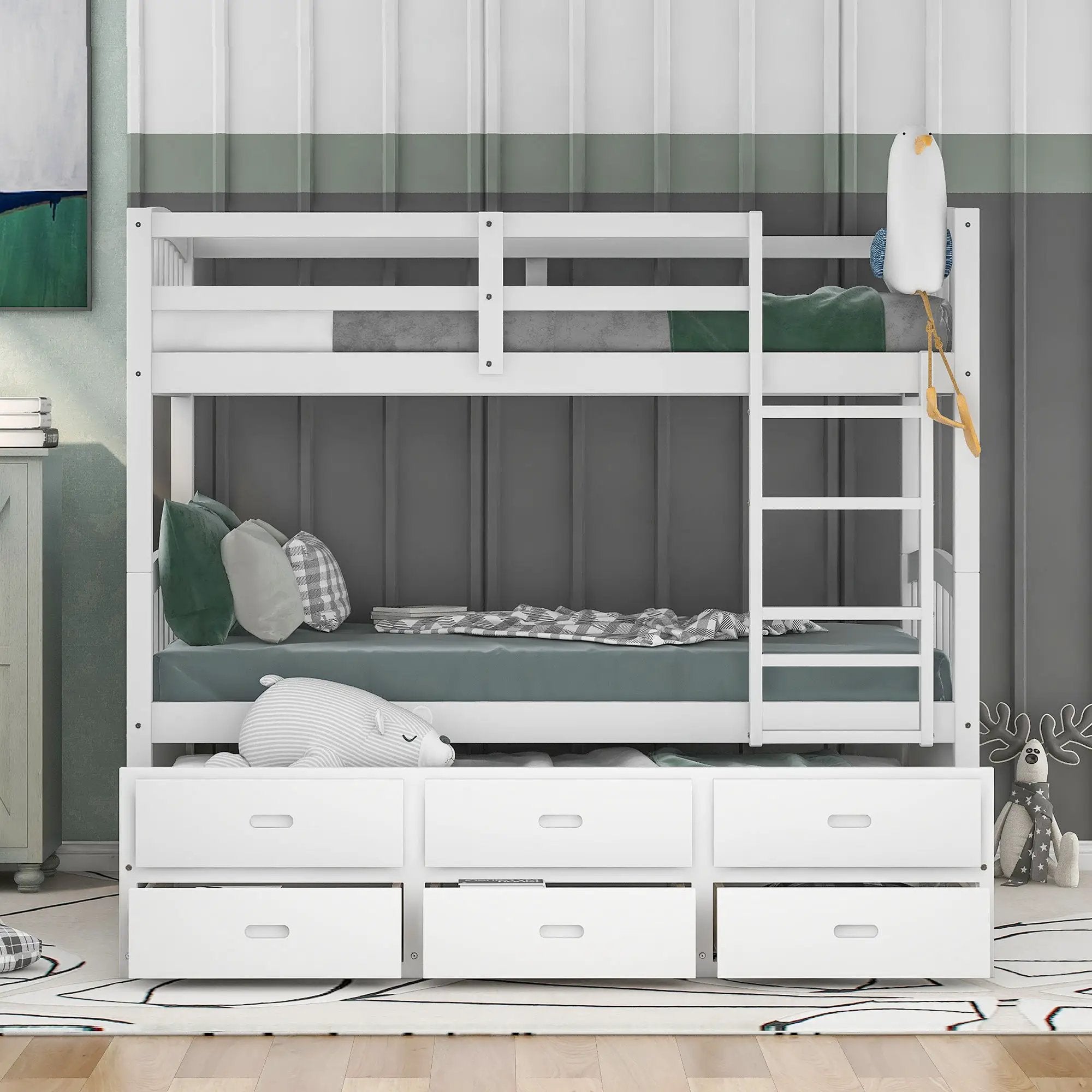 Bunk Bed With Trundle And Drawers, Arched Headboard And Footboard by Unique Piece Furniture