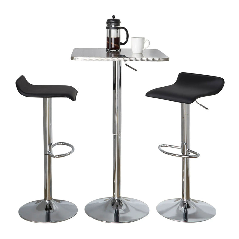 Ale - 3 Piece Bar Set Bistro Square Contemporary Adjustable Oval Footrest by HouseOfZazla