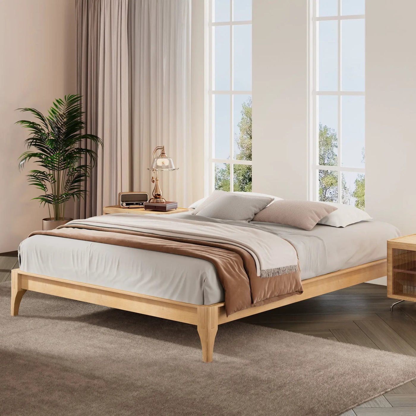 Solid Dry Bamboo Platform Bed Frame, With Slat Support by Unique Piece Furniture