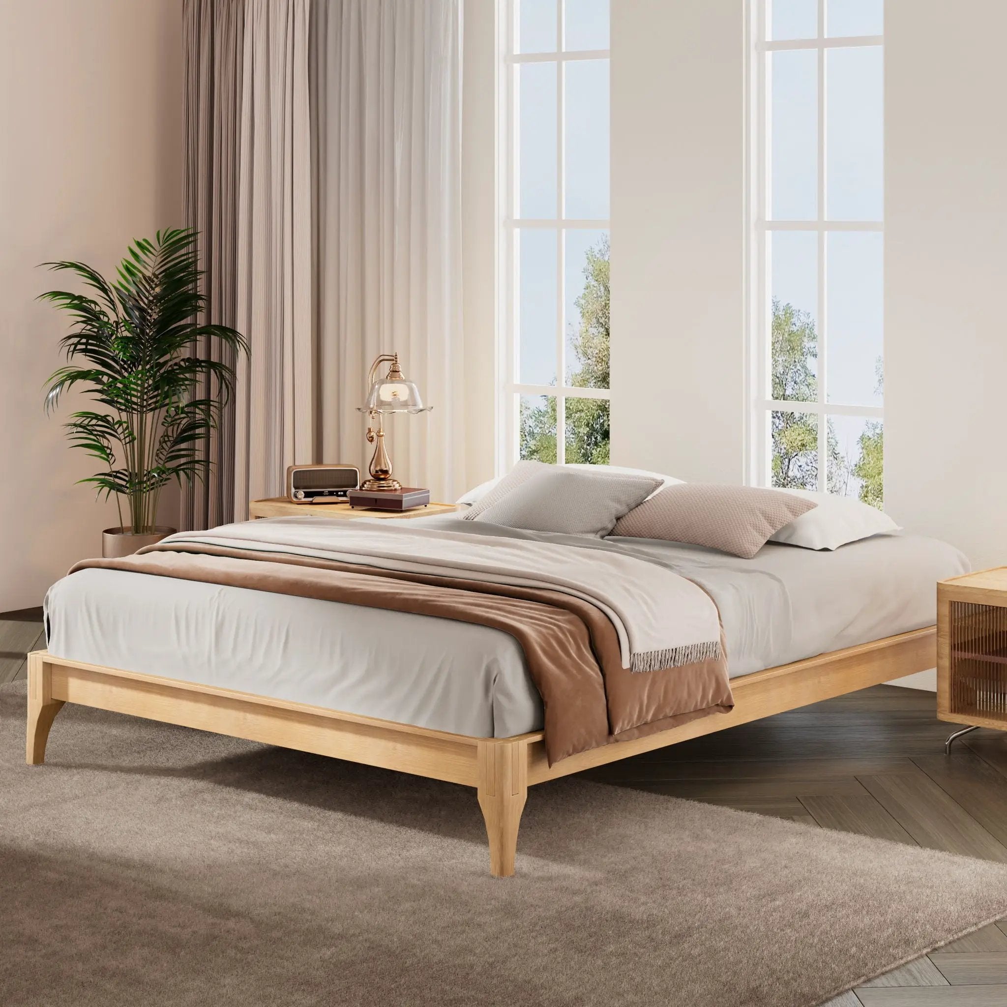 Solid Dry Bamboo Platform Bed Frame, With Slat Support by Unique Piece Furniture
