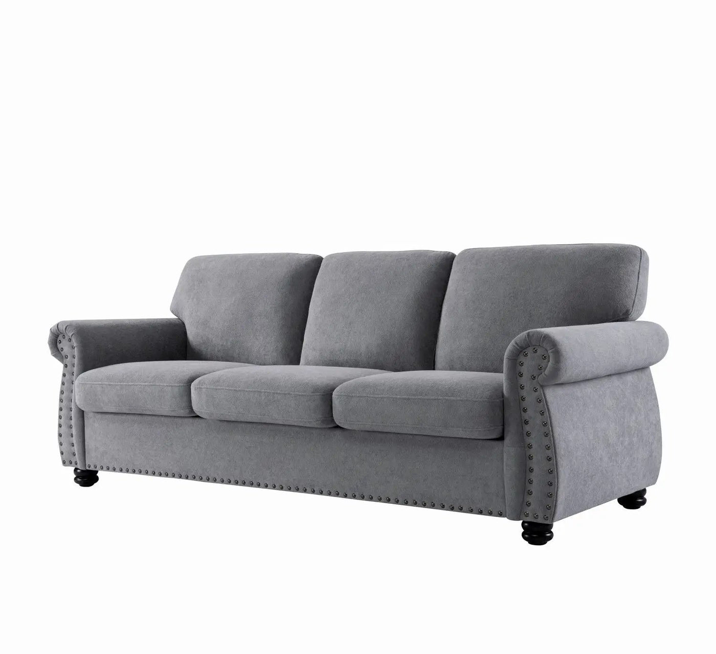 Soft Sofa, Upholstered 3 Seater Couch With High Density Foam, Loose Back Cushions And Turned Legs by Unique Piece Furniture