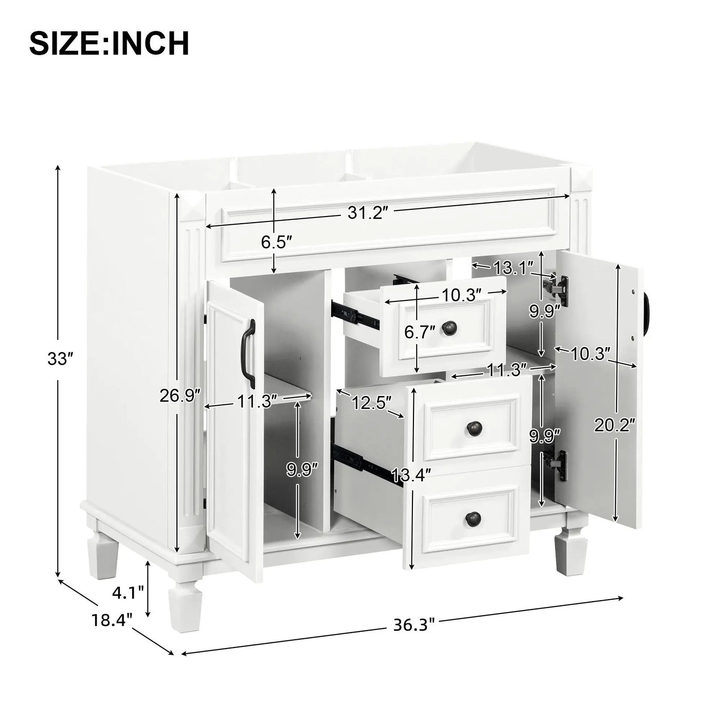 Bathroom Vanity Cabinet With 2 Soft Closing Doors And 2 Drawers by Unique Piece Furniture
