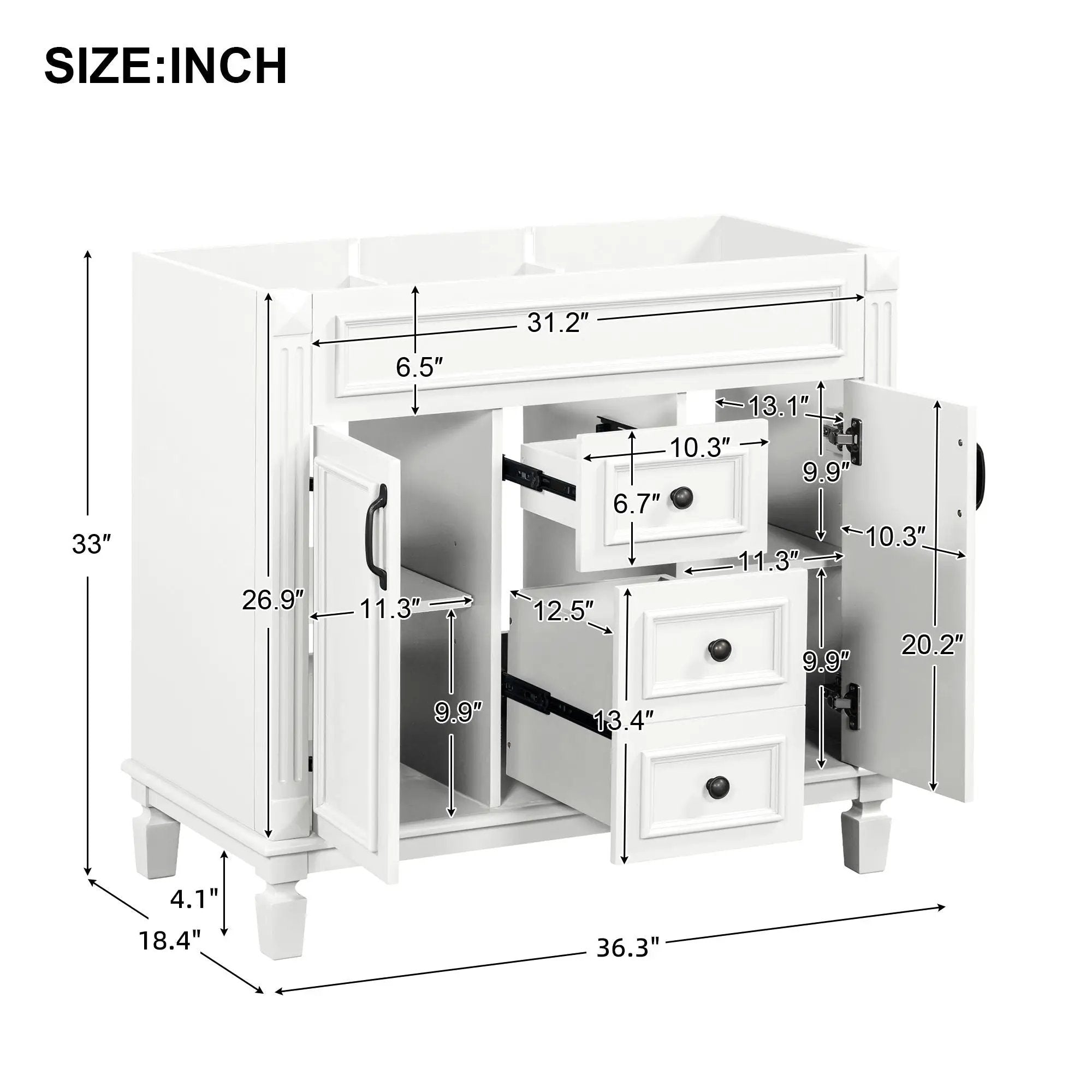 Bathroom Vanity Cabinet With 2 Soft Closing Doors And 2 Drawers by Unique Piece Furniture