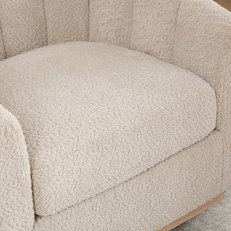 Swivel Upholstered Barrel Chair With Metal Base