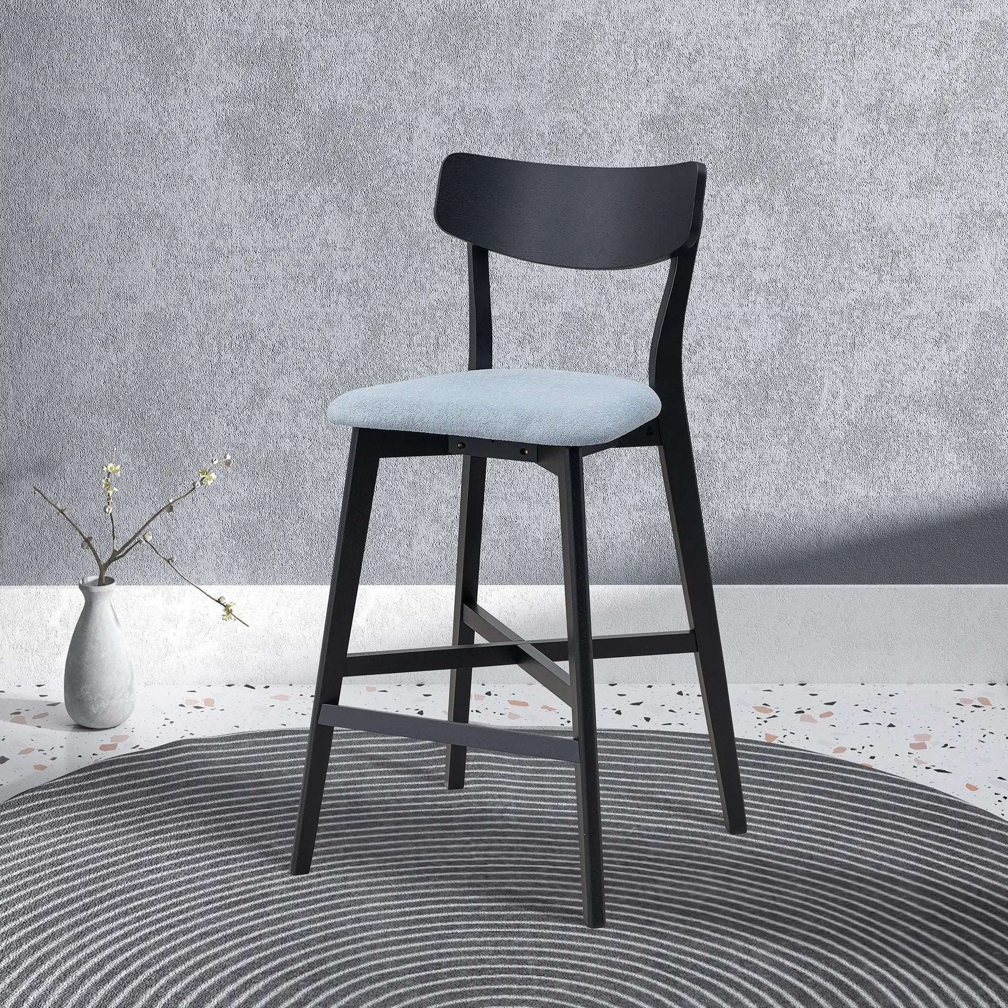 Wooden Bar Chairs Set of 2, Modern Soft Upholstered Kitchen Island Chairs by HouseOfZazla