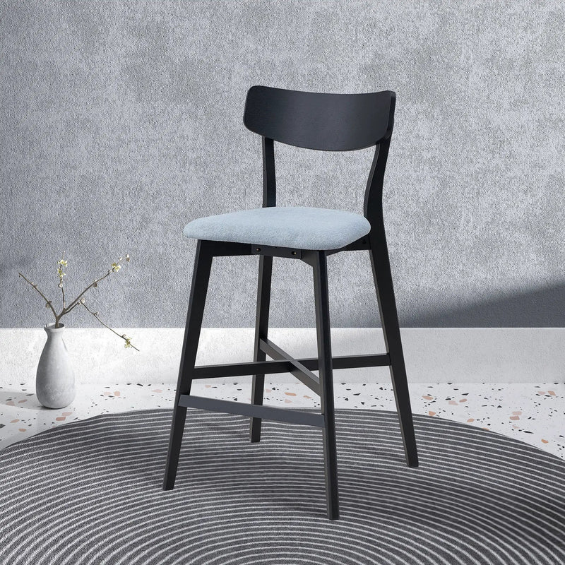 Wooden Bar Chairs Set of 2, Modern Soft Upholstered Kitchen Island Chairs by HouseOfZazla