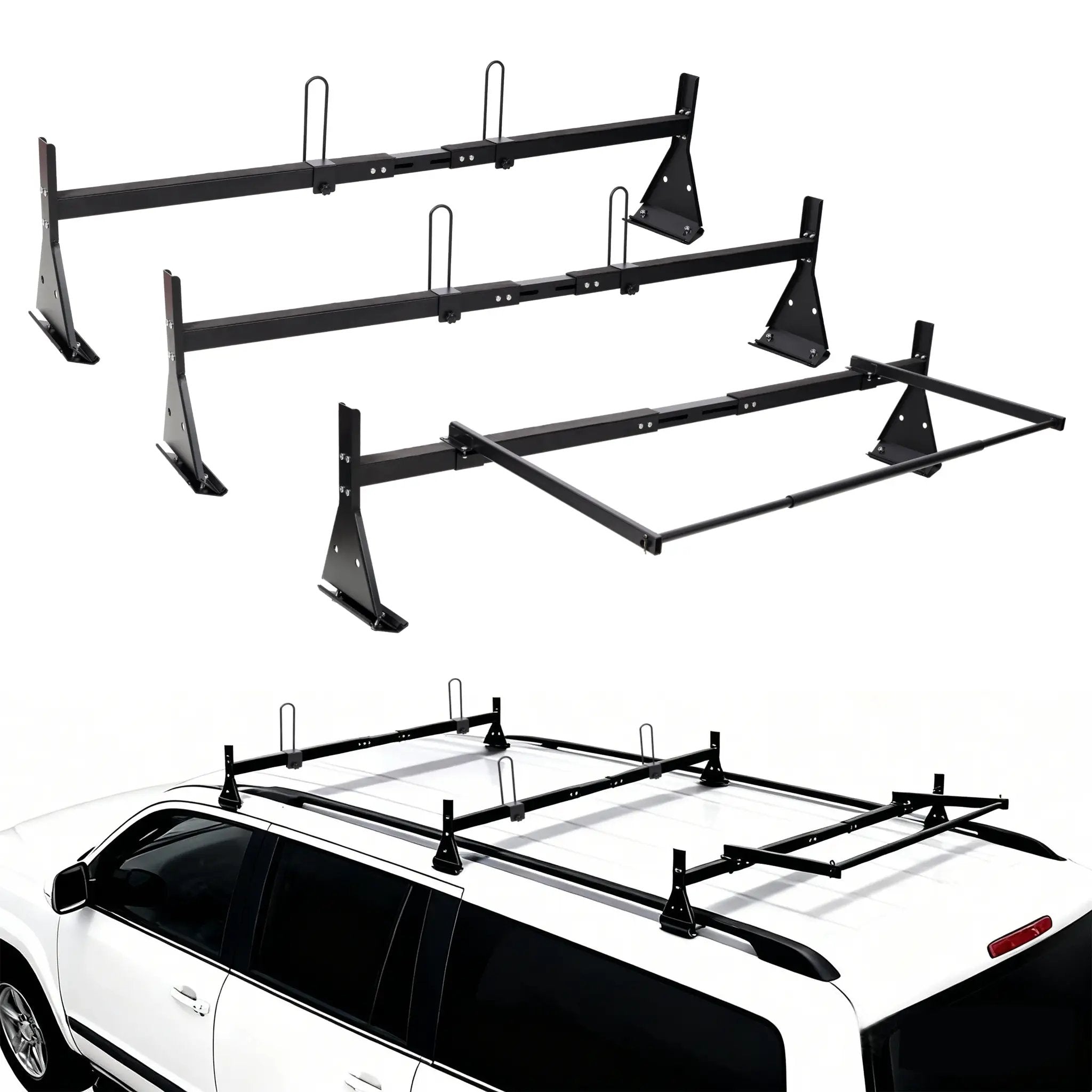 Heavy-Duty Steel Ladder Roof Racks with Rear Roller by HouseOfZazla