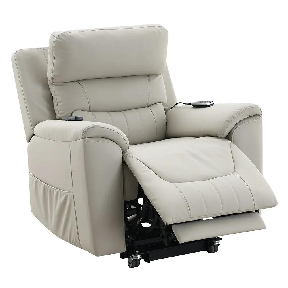 Marsha - Power Recliner With Lift & Massage - Light Gray Leather by Unique Piece Furniture
