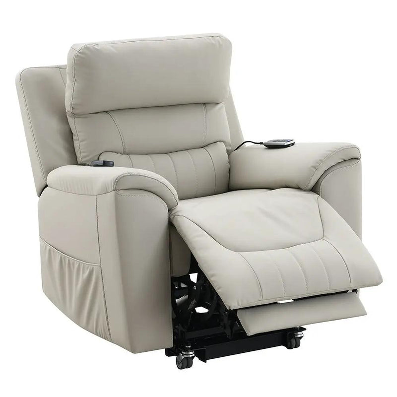 Marsha - Power Recliner With Lift & Massage - Light Gray Leather by Unique Piece Furniture