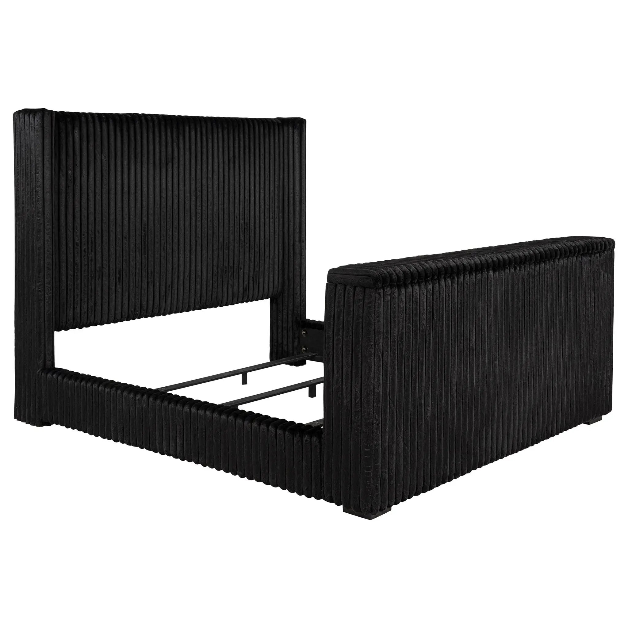 Centergrove Upholstered Eastern King Wingback TV Bed Black by Unique Piece Furniture