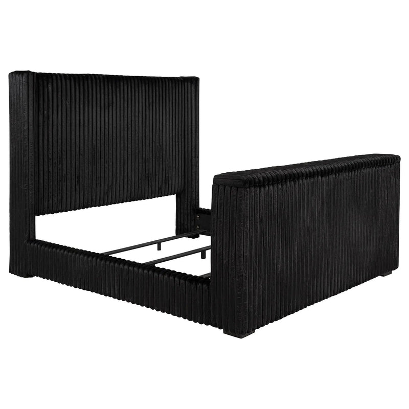 Centergrove Upholstered Eastern King Wingback TV Bed Black by Unique Piece Furniture
