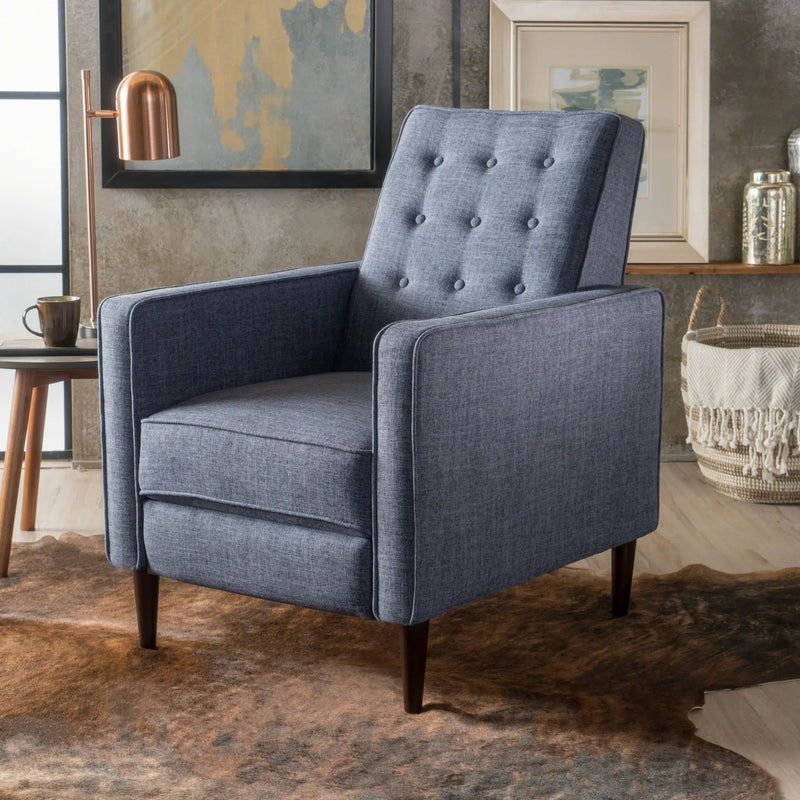 Mid-Century Modern Recliner With Button Tufted Waffle Stitch by Unique Piece Furniture
