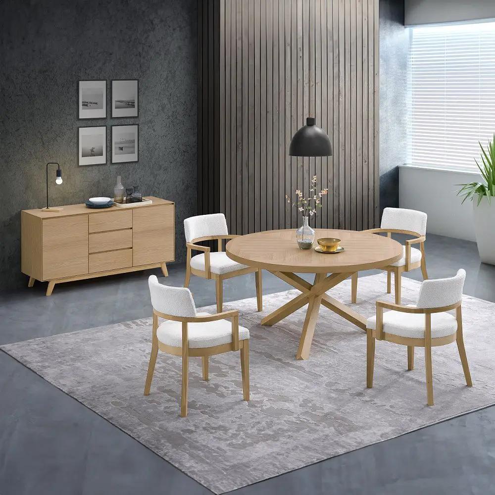 Kasem - Arm Chair (Set of 2) - Gorge Fabric & Oak by Unique Piece Furniture