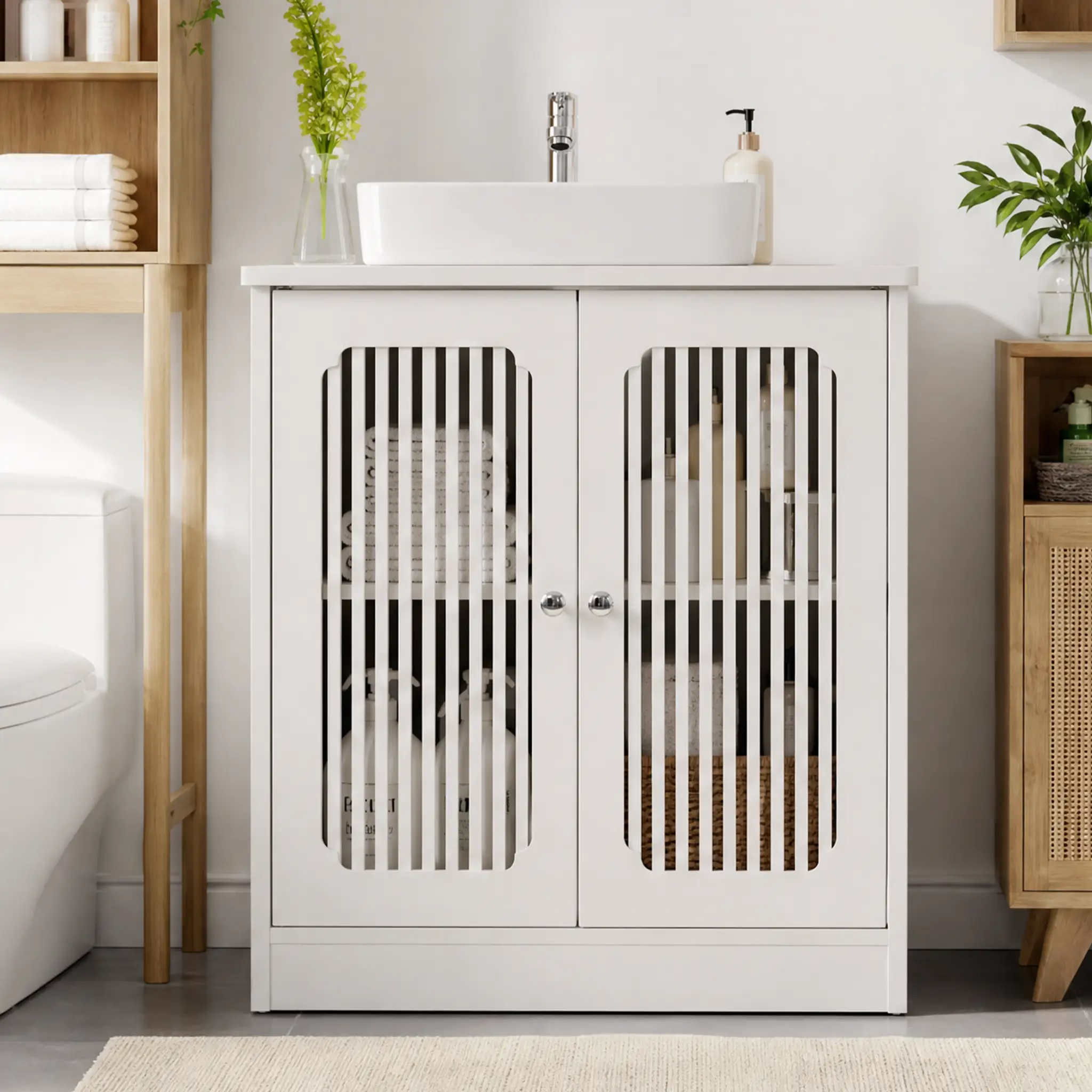 Louvered Double-Door Floor-Standing Bathroom Vanity by HouseOfZazla