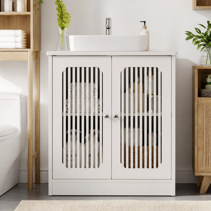 Louvered Double-Door Floor-Standing Bathroom Vanity by HouseOfZazla