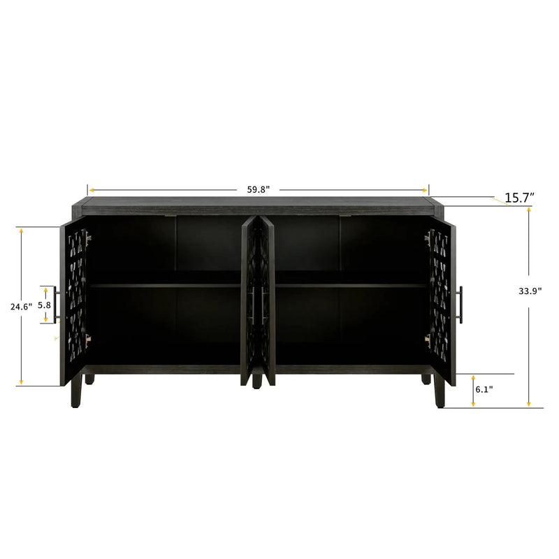 Hollow Four Door Antique Cabinet, American Country Style by HouseOfZazla