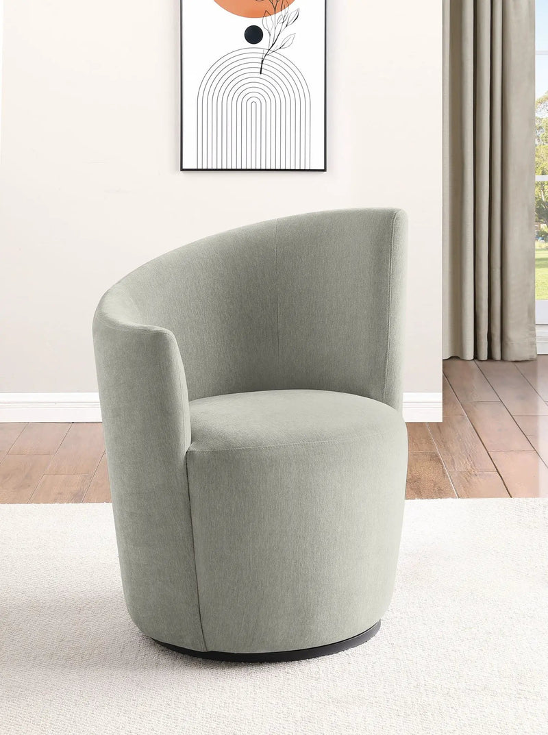 Nueva Upholstered Swivel Chair Curved Backrest Dove Grey by Unique Piece Furniture
