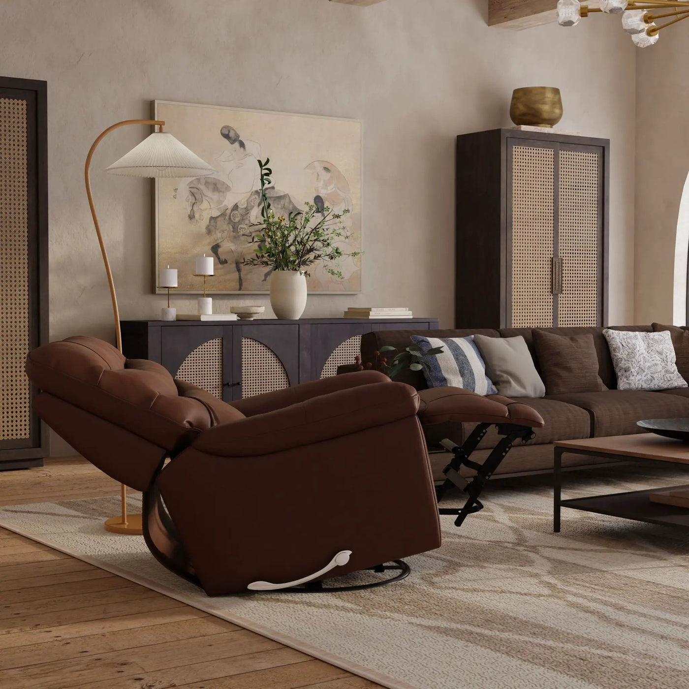 Oslo Antelope - Swivel Glider Recliner With Manual Footrest by Unique Piece Furniture