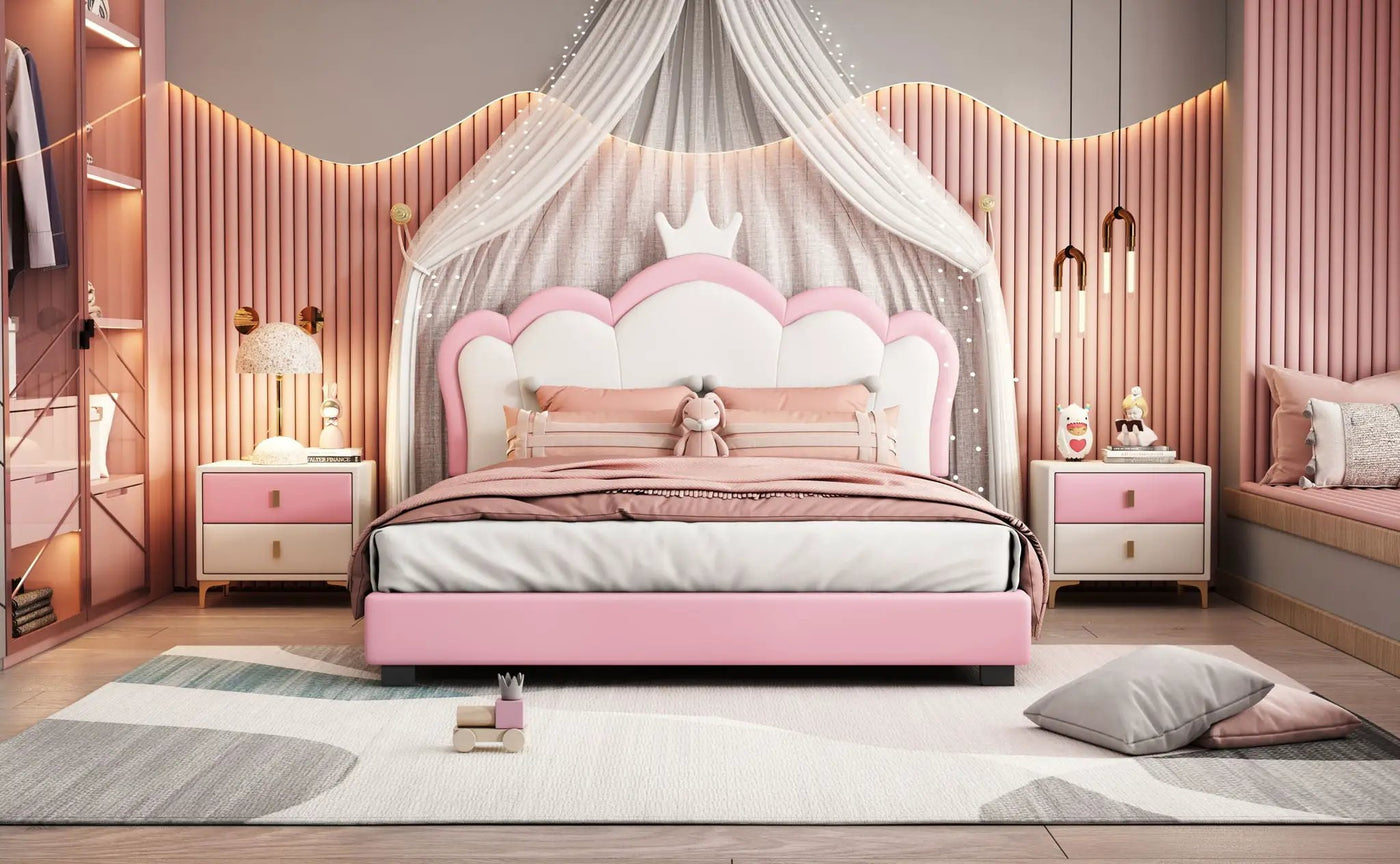 Upholstered Princess Platform Bed With Crown Headboard by HouseOfZazla