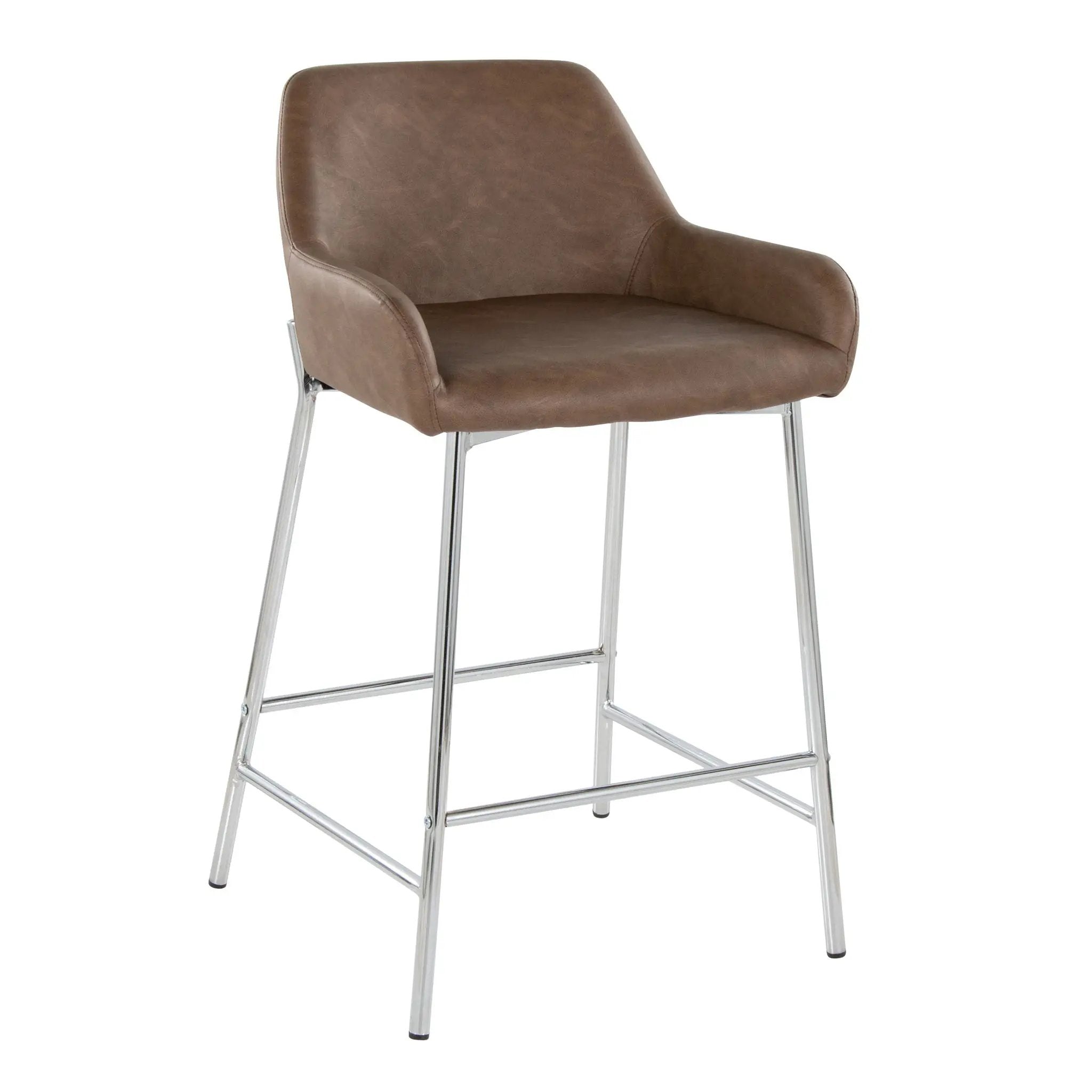 Daniella - Contemporary Fixed Height Counter Stool With Metal Legs (Set of 2) by HouseOfZazla